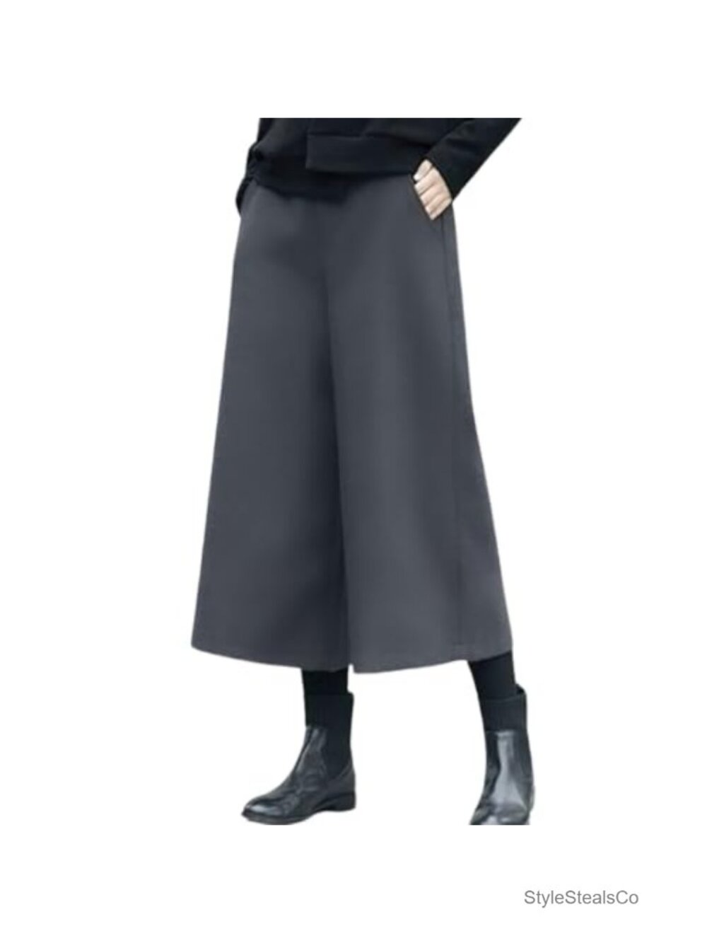 Wool Blend Women's High Rise Wide Leg Capri Palazzo Pants